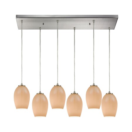 Elk Lighting Villiska 6-Lght Rectangular Pndnt SatNickel w/Peach Blown Glass 10930/6RC